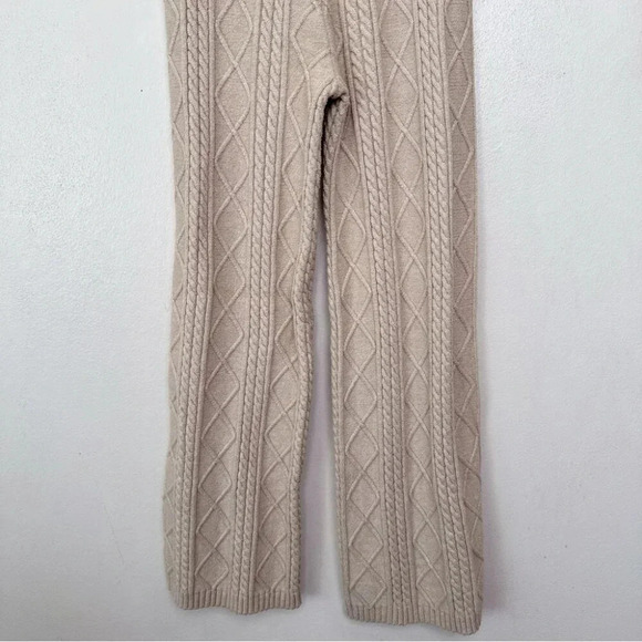Lulus Womens Xsmall Welcoming Warmth Beige Cable High Rise Wide Leg Sweater Pant - Picture 11 of 12